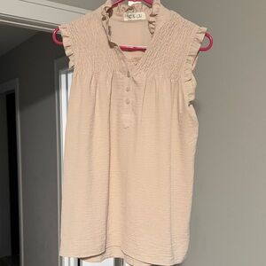 Elegant Beige Sleeveless Blouse